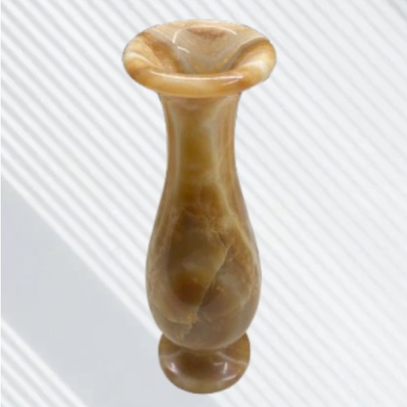 Other - Vintage Carved Marbled Flower Vase Browns, Beiges, Swirled Colors 8" Tall